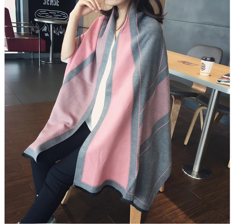 Scarf Women's Autumn And Winter Shawl Thickened Warm Neck Double-sided Extra Large Office Dual-use Long New