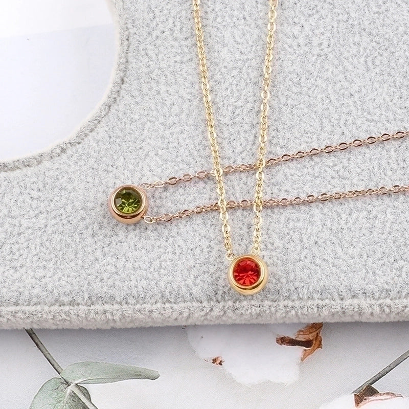 1 Piece Lady Round Stainless Steel Titanium Steel 18k Gold Plated Zircon Pendant Necklace