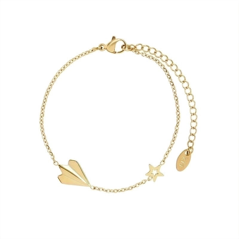 Fashion Star Airplane 304 Stainless Steel 18K Gold Plated Bracelets Necklace