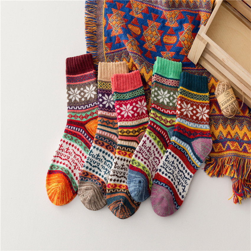 Ethnic Knitted Thick Needle Retro Socks