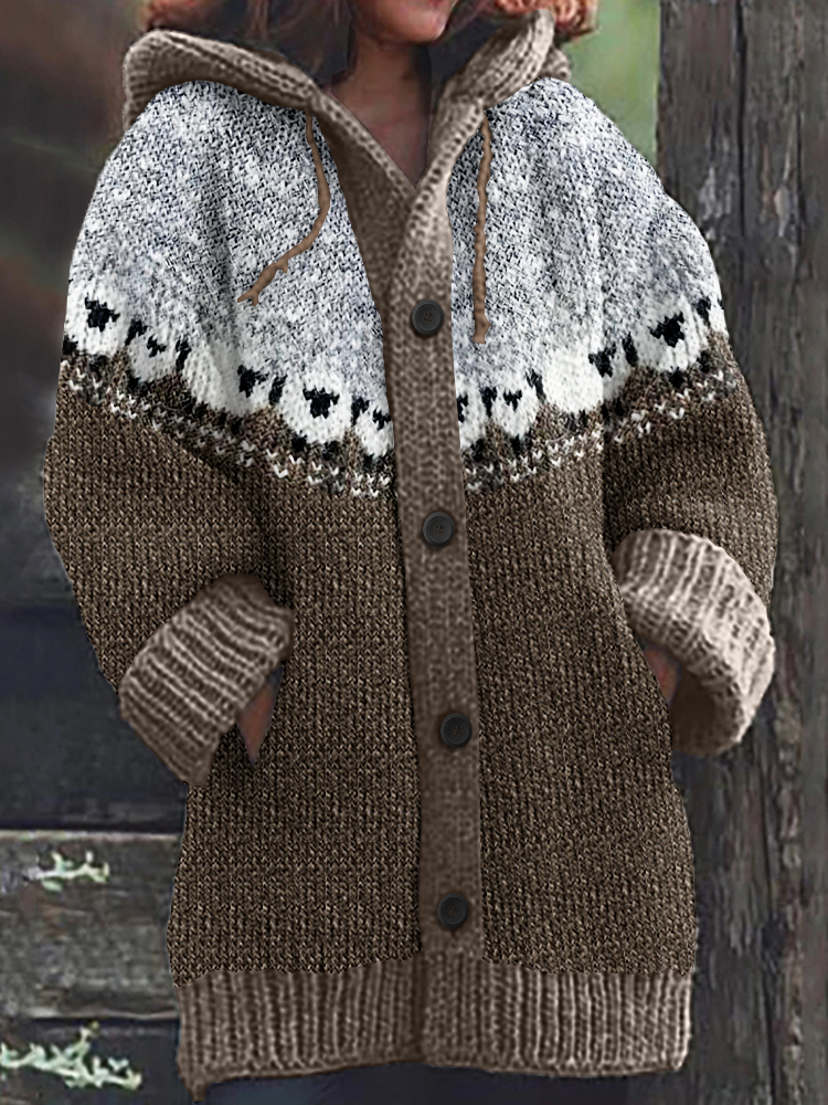 Vintage Icelandic Sheep Knitted Cozy Cardigan Sweater