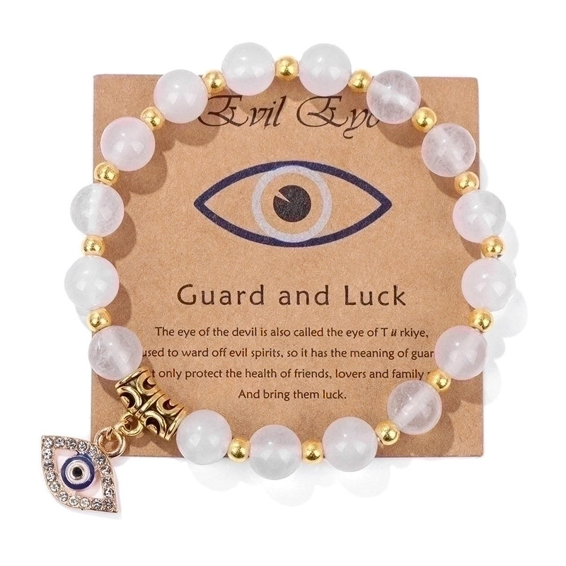 Retro Ethnic Style Devil'S Eye Alloy Natural Stone Elastic String Woven Chain Bracelets In Bulk
