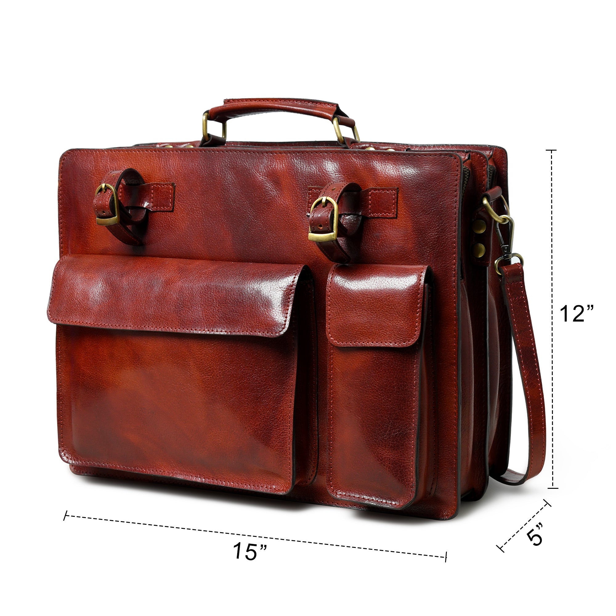Tuscany Italian Leather Briefcase. Tanny Brown
