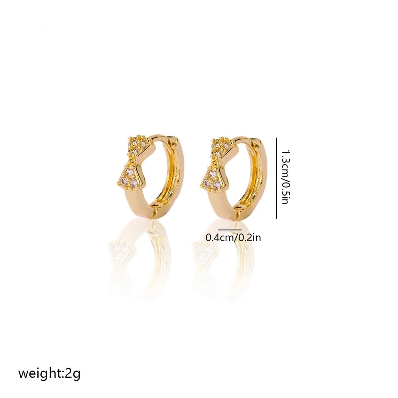 1 Pair IG Style Round Heart Shape Inlay Brass Zircon Earrings