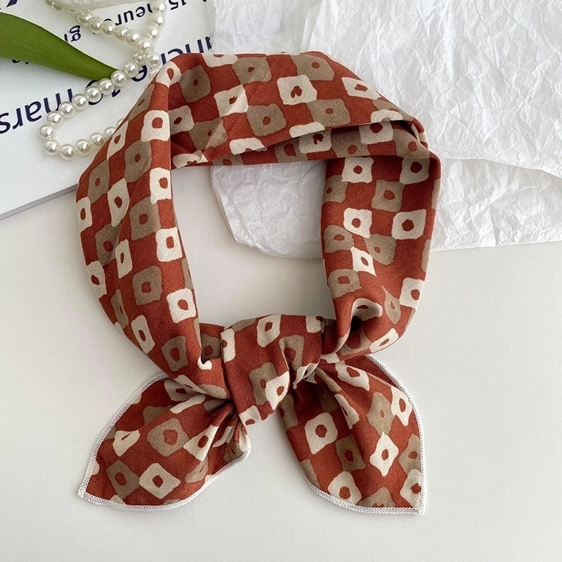 Women's Sweet Minimalist Color Block Cotton And Linen Printing Scarf