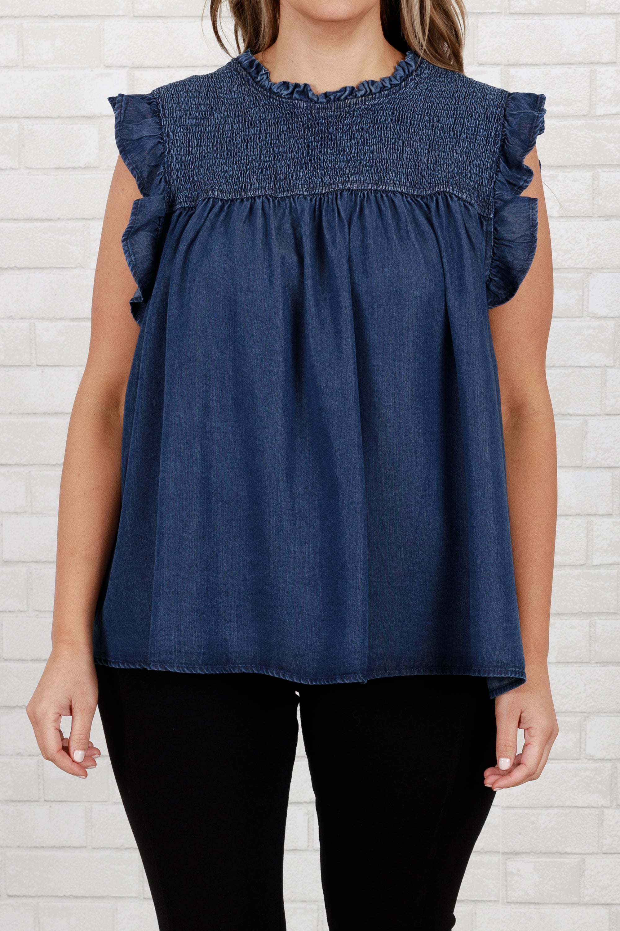 Perfect Imperfections Top. Dark Denim