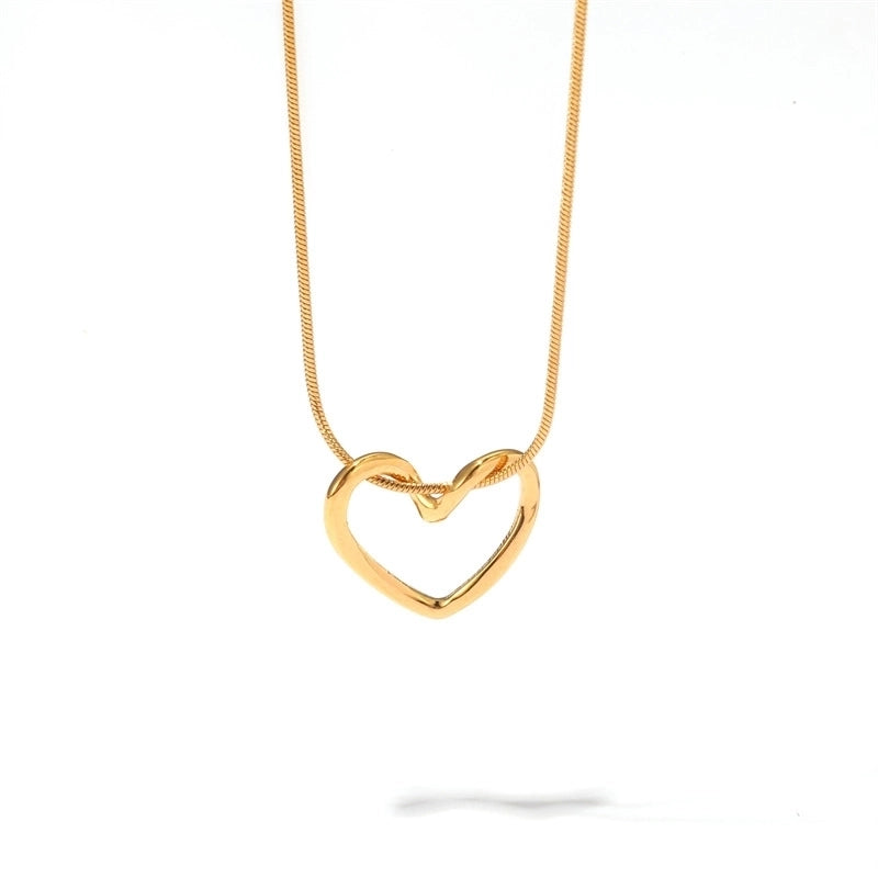 Minimalist Classic Style Heart Shape 304 Stainless Steel Patchwork Pendant Necklace