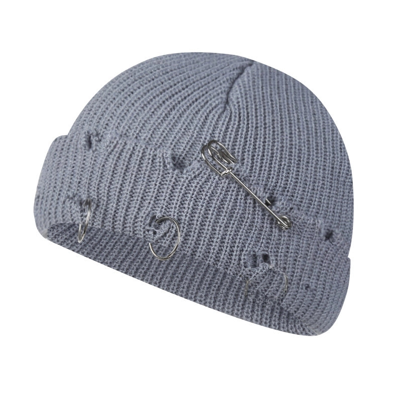 Autumn And Winter New Korean-style -style Basic Broken Pin Cold Cap Knitted Wool Curling Cap For Men And Women