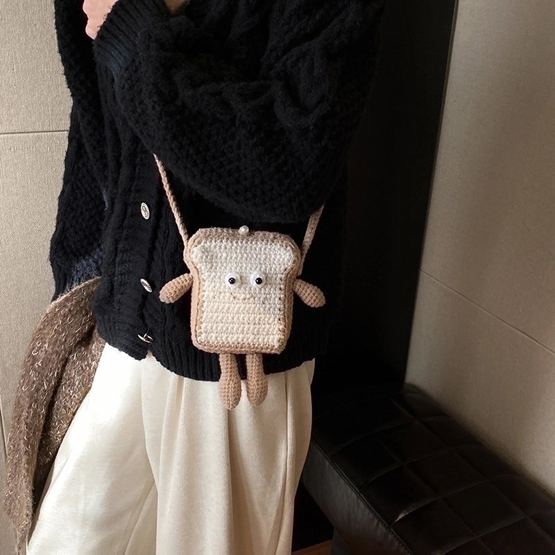 Women's Small Knit Cartoon Cute Buckle Crossbody Bag