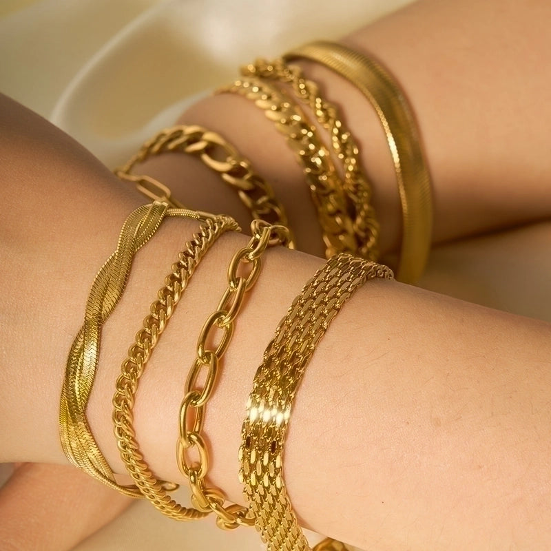 Minimalist Solid Color 304 Stainless Steel Bracelets In Bulk