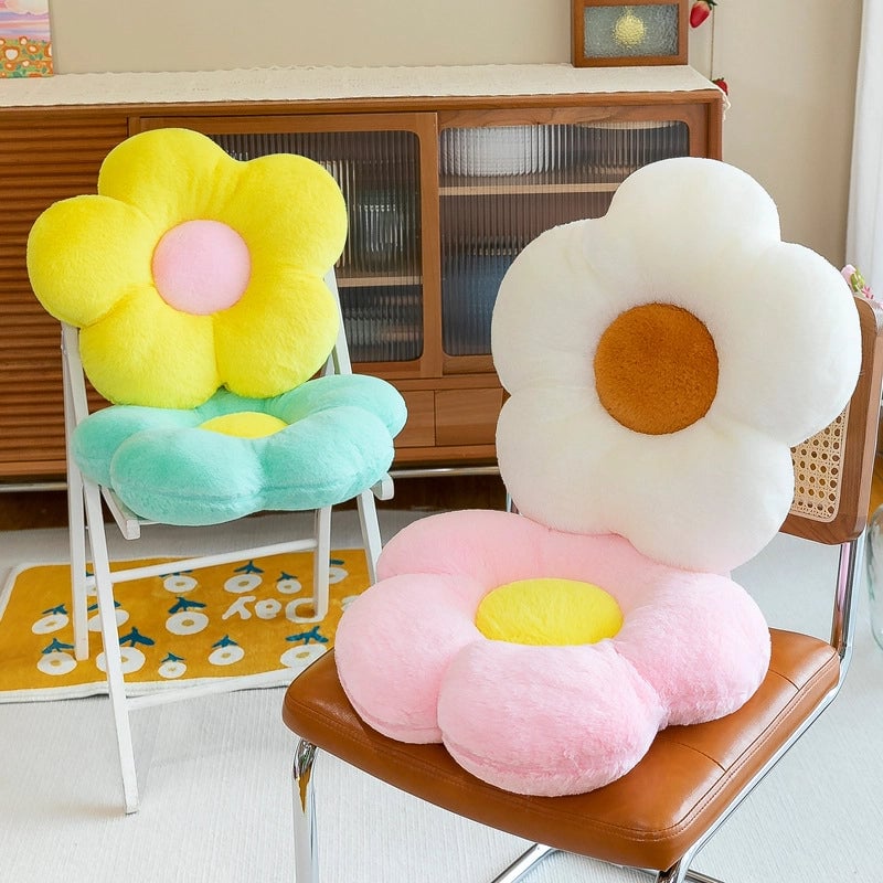 Rabbit Hair Flower Cushion Office Sofa Chair Student Cushion Butt Cushion Petal Futon Sunflower Pillow