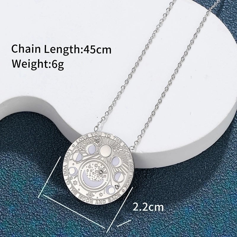 304 Stainless Steel 18K Gold Plated Raw Steel XUPING Minimalist Inlay Sun Moon Artificial Gemstones Pendant Necklace