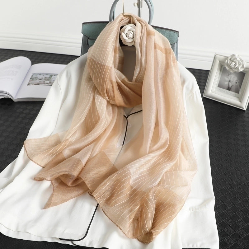 Women's Elegant Minimalist Stripe Silk Silk Scarf