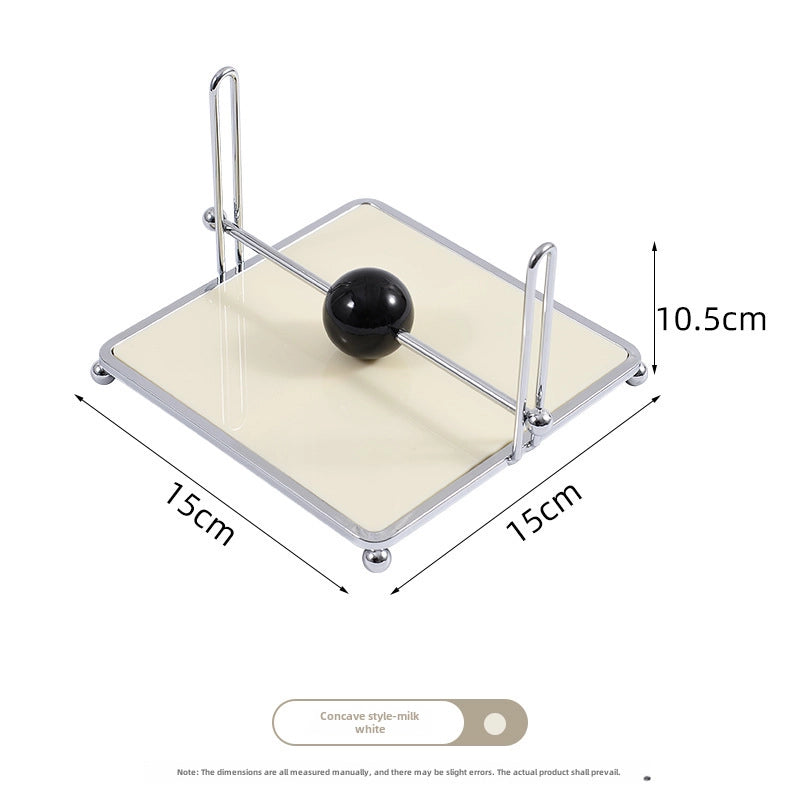 Light Luxury Square Tissue Holder With Ball Cream Style Hotel Restaurant Pressure Paper Holder Vertical Retro Tissue Holder