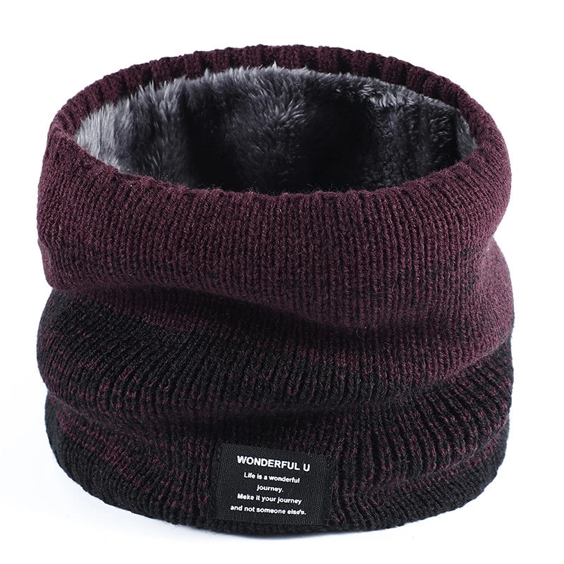 New Wool Knitted Scarf Women's Winter Warm Velvet Scarf Men's Thickened Gradient Couple's Personalized Collar