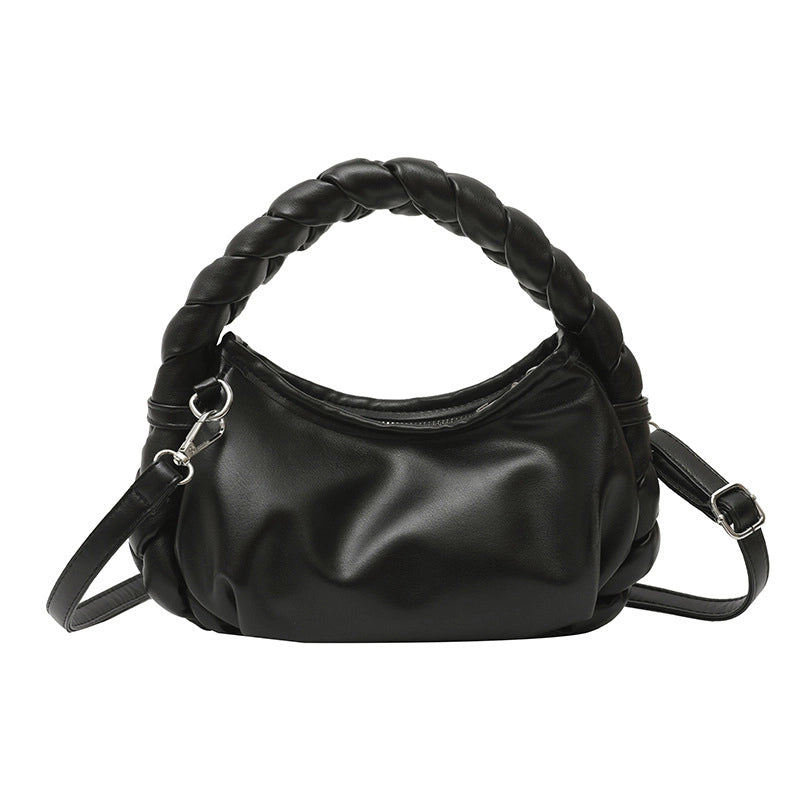 Women's Medium Pu Leather Solid Color Streetwear Dumpling Shape Zipper Crossbody Bag