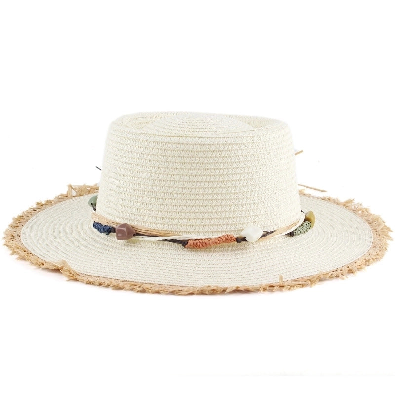 Women's Minimalist Color Block Wide Eaves Straw Hat
