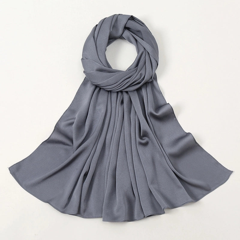 Women's Fashion Solid Color Satin Patchwork Cotton Linen Scarves