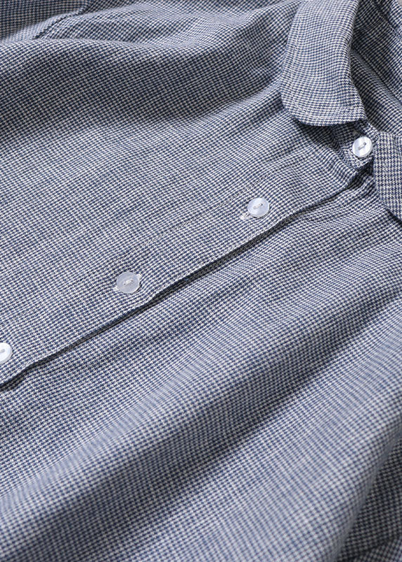 DIY Blue Peter Pan Collar Button Cotton Vacation Dresses Long Sleeve Spring