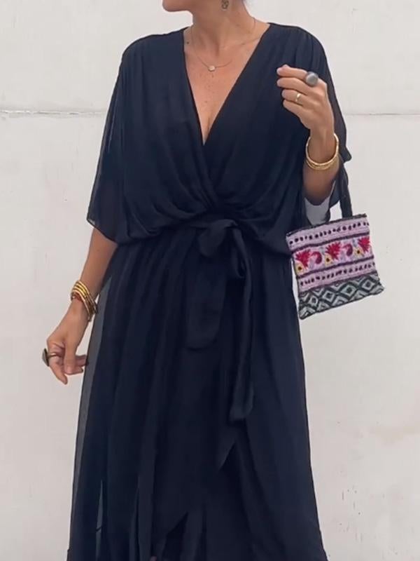 Stylish and elegant V-neck maxi dress