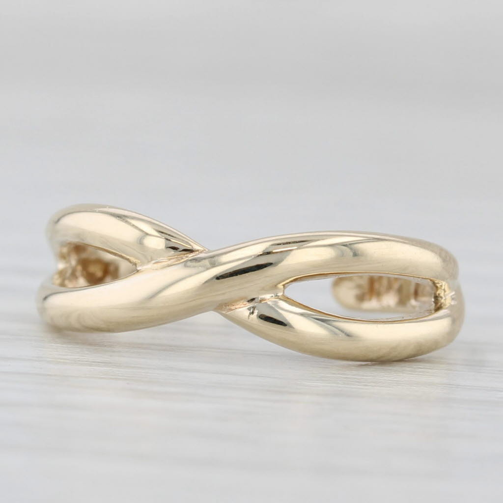 Knot Woven Band Cross Over Toe Ring 10k Yellow Gold Adjustable Size