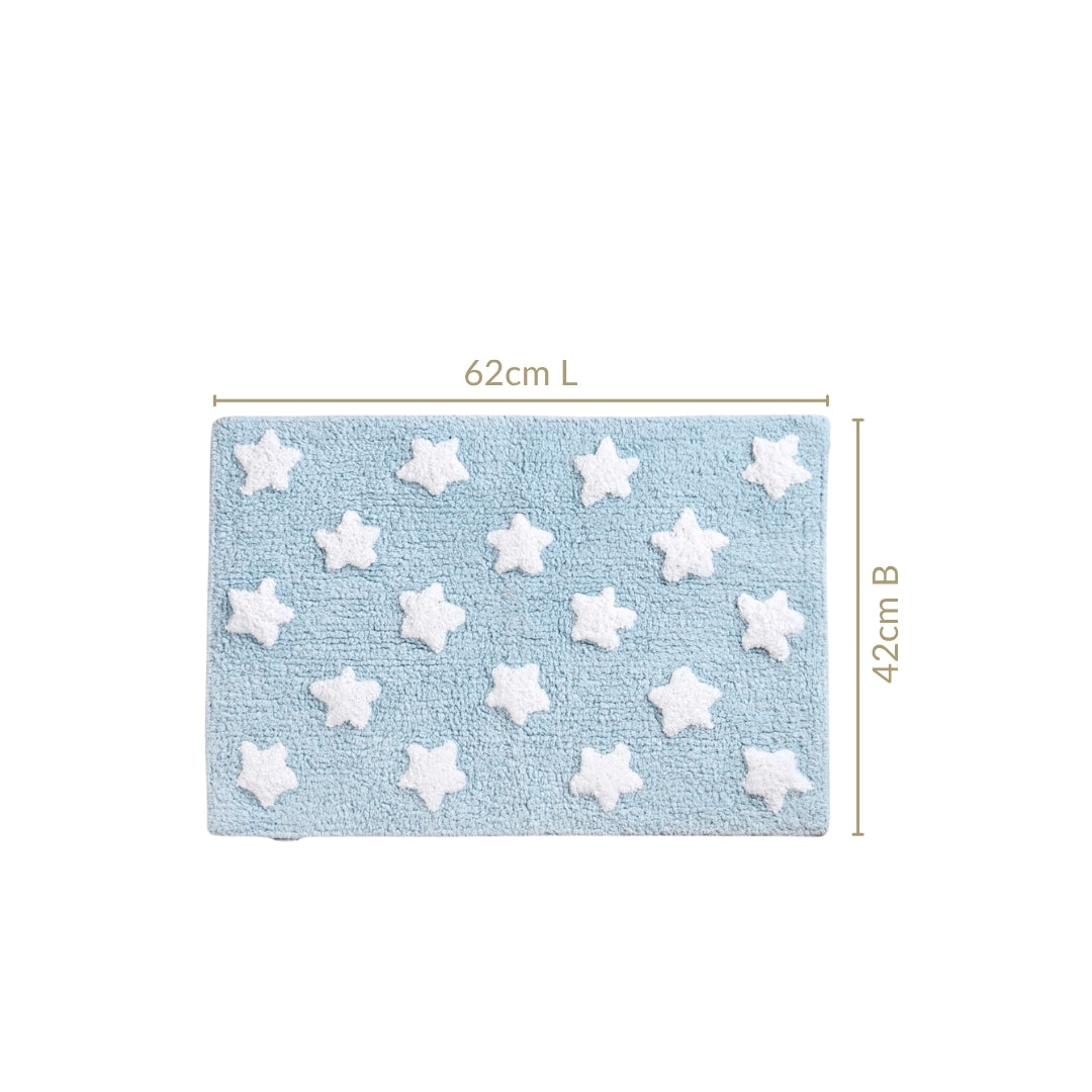 Stars Cotton Anti Slip Floor Mat For Kids Room 62x42cm