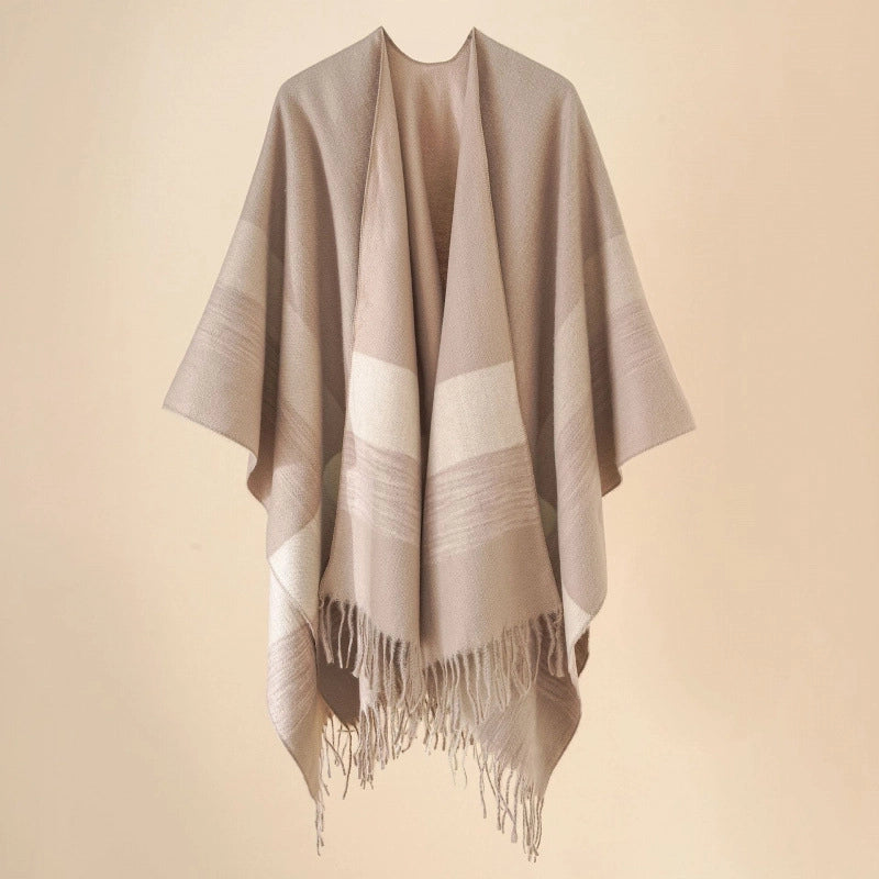 Women's Casual Lattice Polyester Tassel Shawl