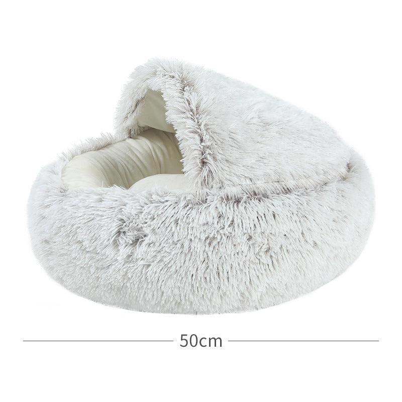 Fluffy Hooded Pet Bed