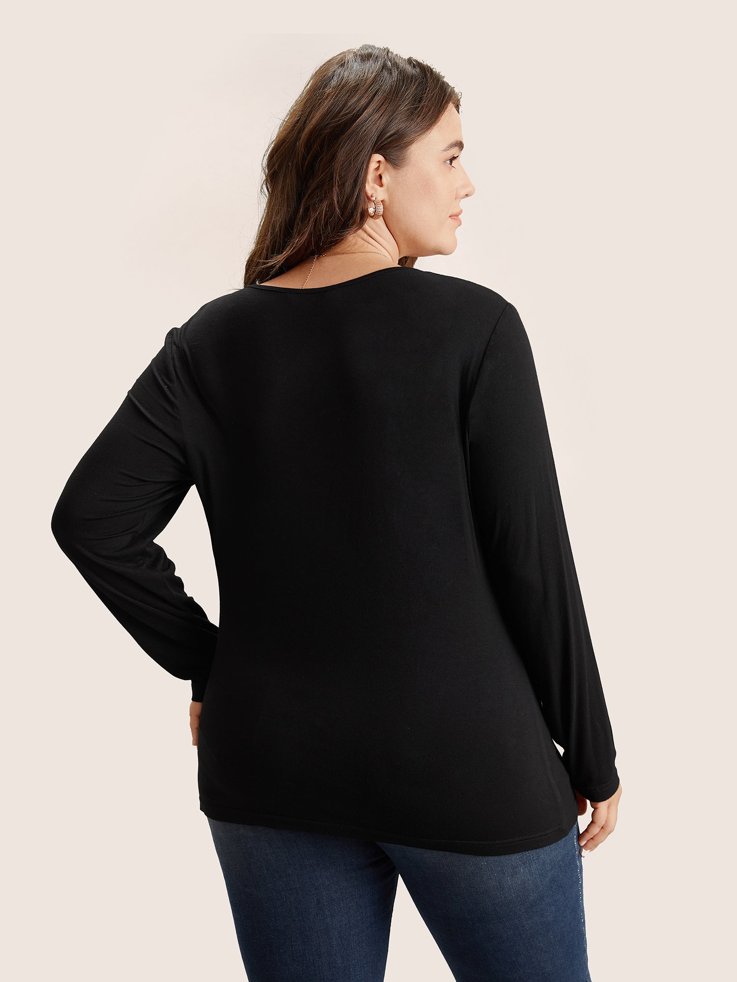 Solid Asymmetrical Neck Knit T-shirt