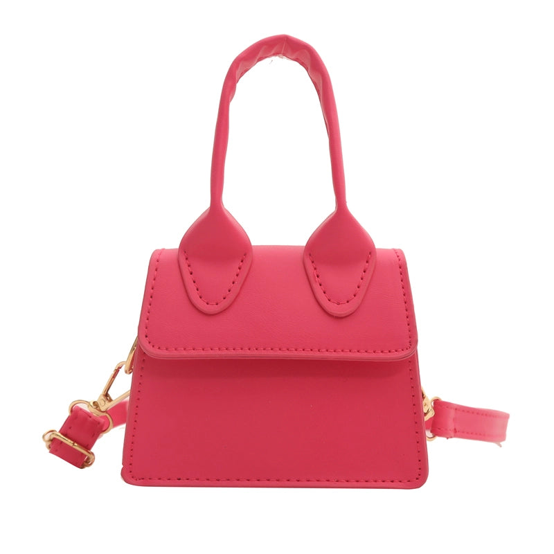 Women's Small Pu Leather Solid Color Cute Basic Flip Cover Crossbody Bag