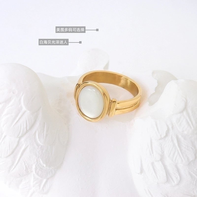 Lady Geometric 304 Stainless Steel No Inlaid 18K Gold Plated Plating