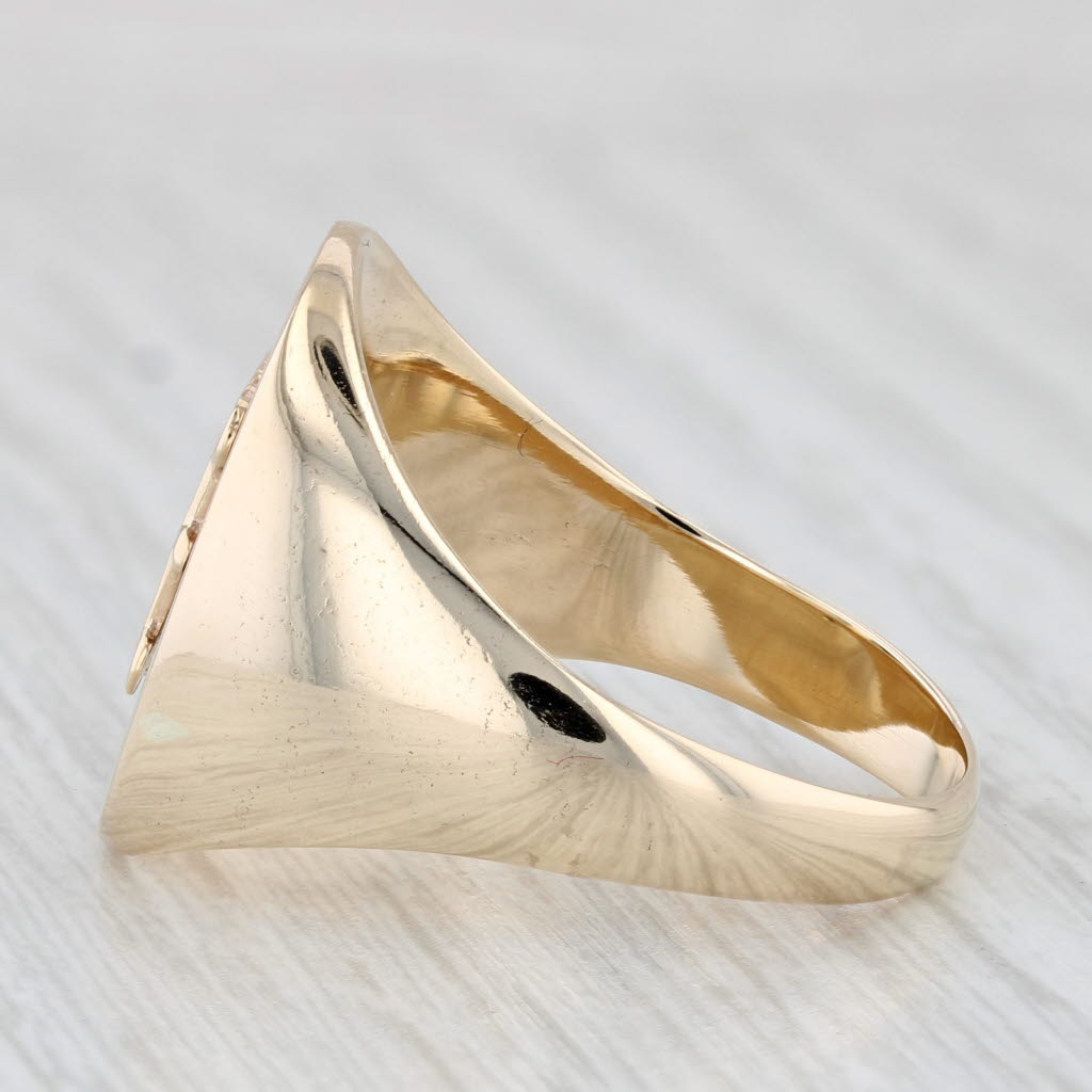 Old English H Signet Ring 10k Yellow Gold Men's Size 12 Initial Letter