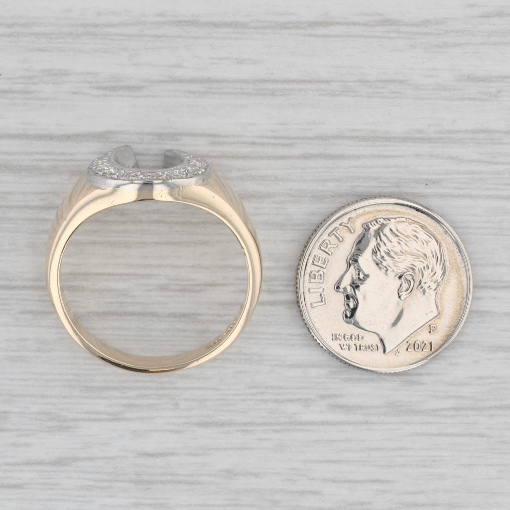 0.18ctw Diamond Horseshoe Ring 10k Yellow Gold Size 8.25 Luck Western