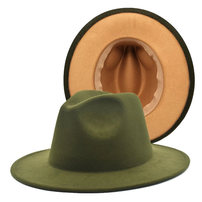 Popular Two-color Woolen Hat Women's Fashion Wide-brimmed Felt Hat Hat Jazz Hat Men