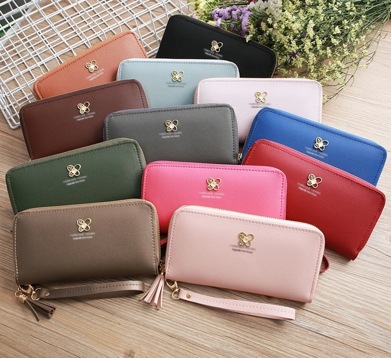 Korean Mid-length Four-leaf Zipper Multi-card Wallet