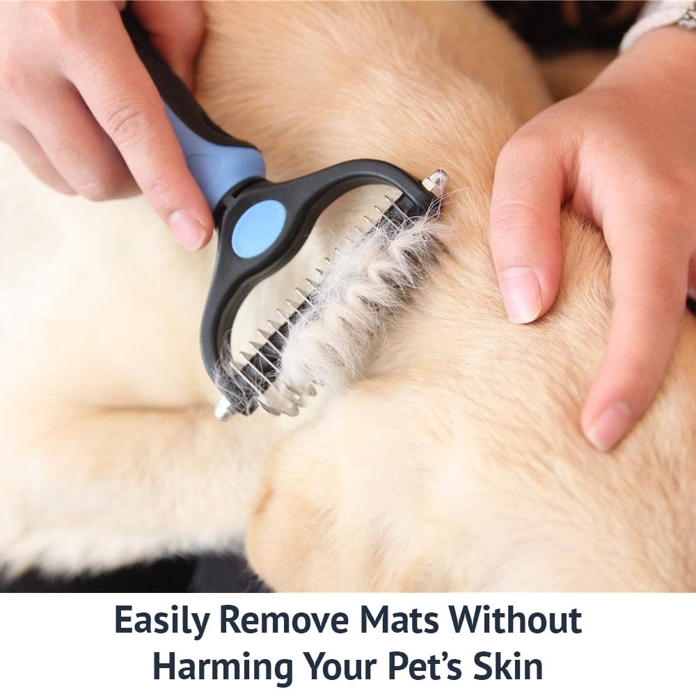 🔥Summer Gift 50% OFF🔥Pet Grooming Brush - Double Sided Shedding And Dematting Undercoat Rake Comb