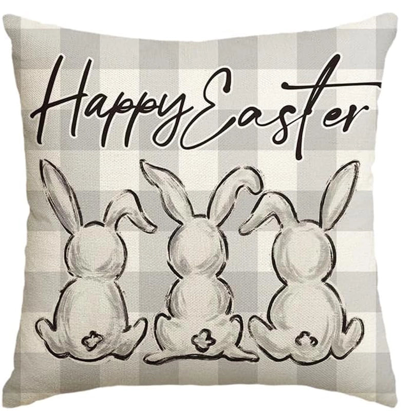 Easter Cute Classic Style Rabbit Letter Linen Pillow Cases Couch & Sofa Decor
