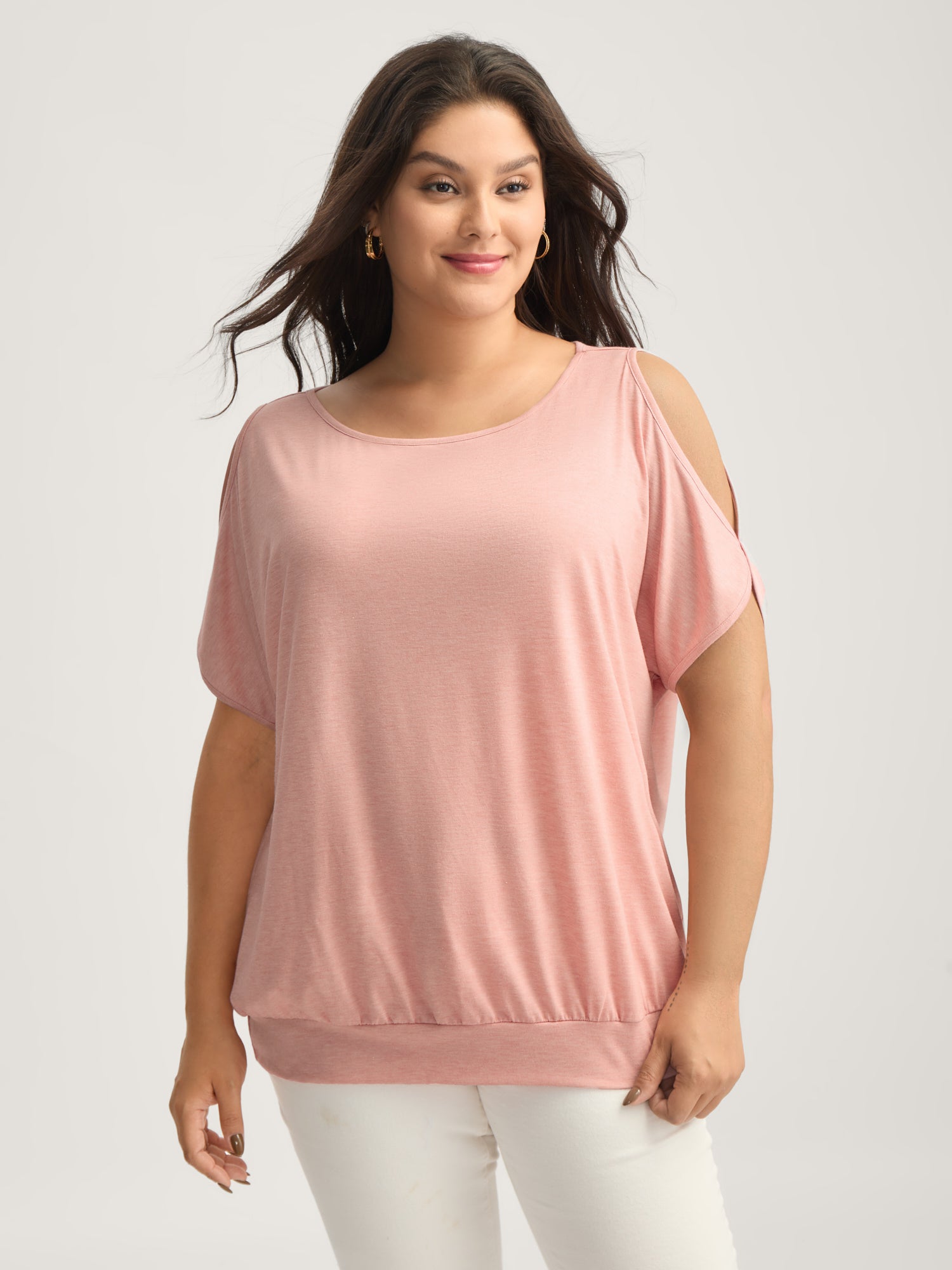 Off-Shoulder Solid Relaxed Knit Top