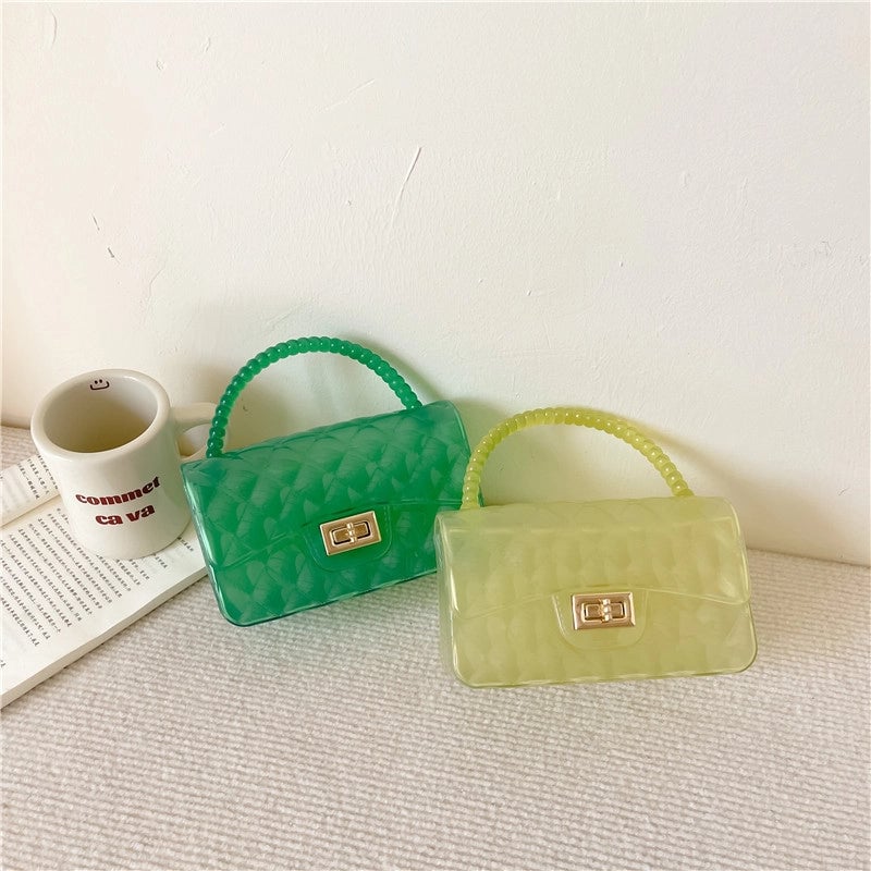 Women's Small All Seasons Pvc Solid Color Fashion Square Lock Clasp Square Bag
