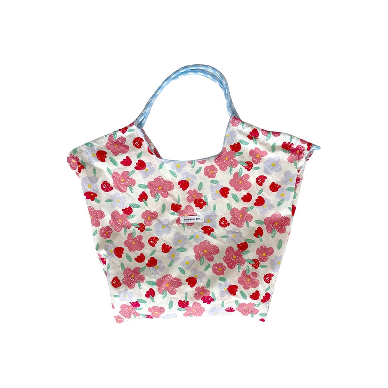 Women's Large Cotton Ditsy Floral Vintage Style Classic Style Bucket Open Tote Bag