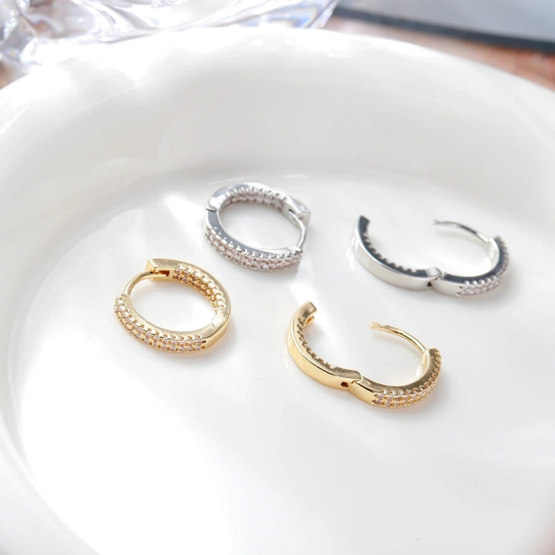 S925 Silver Needle  Europe And The United States High Sense Of Light Luxury Commuting Zircon Ear Buckle Female Full Of Drill  Wind Jewelry