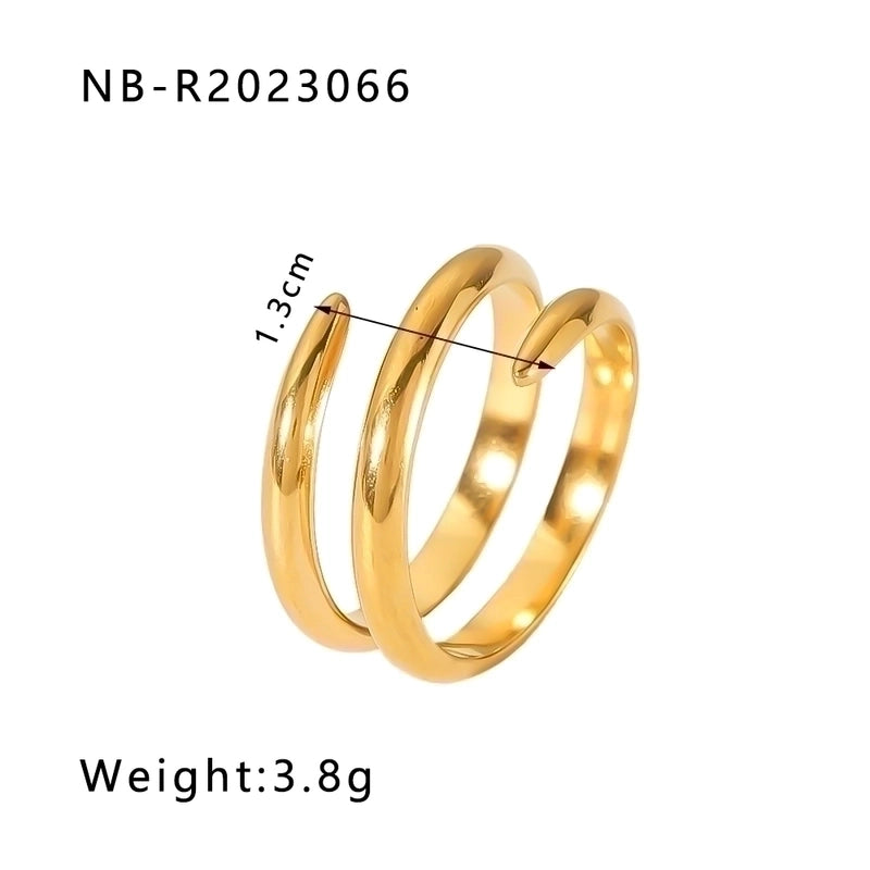 2 Pieces Stainless Steel 18K Gold Plated IG Style Basic Minimalist Plating Tree Symbol Lingge Open Rings