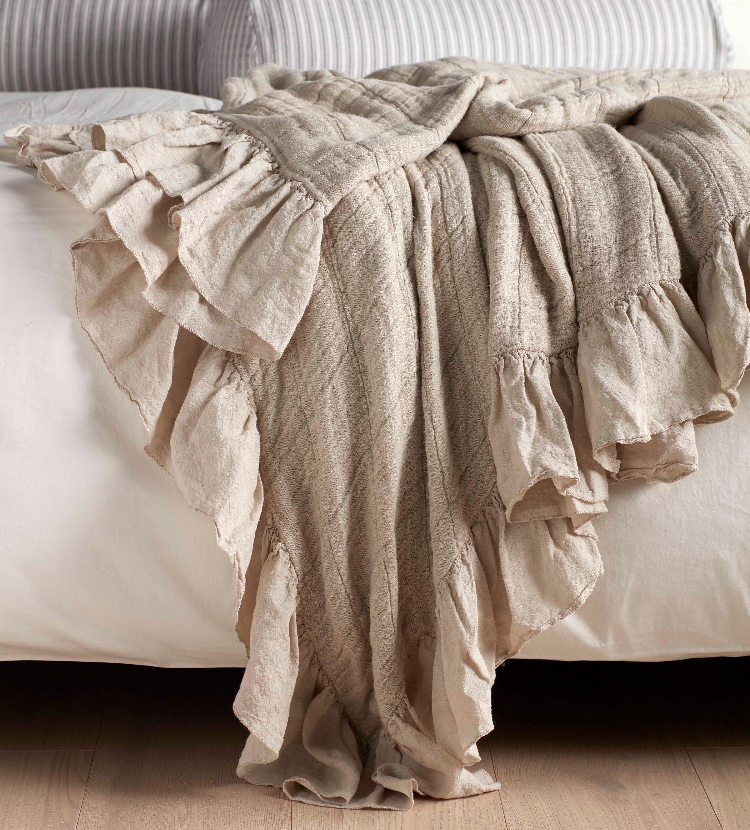 Natural Rosa Cotton Linen Throw