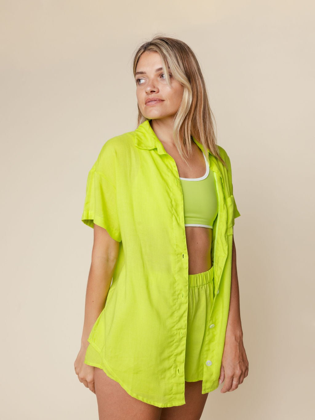 Linen Blend Cover Up Shirt