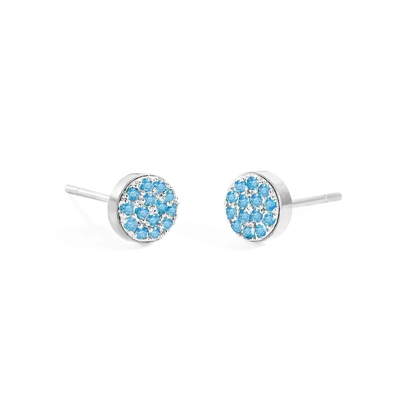 Minimalist Round Stainless Steel Inlay Artificial Diamond Ear Studs 1 Pair