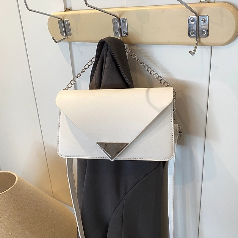 Women's Pu Leather Solid Color Elegant Square Lock Clasp Crossbody Bag