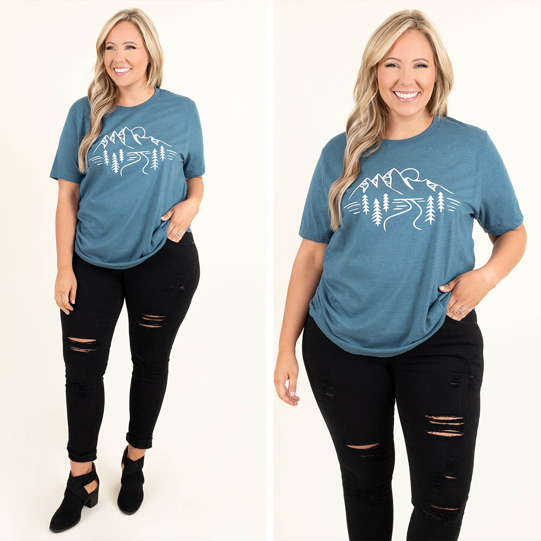 Exploring Nature Tee. Heather Deep Teal