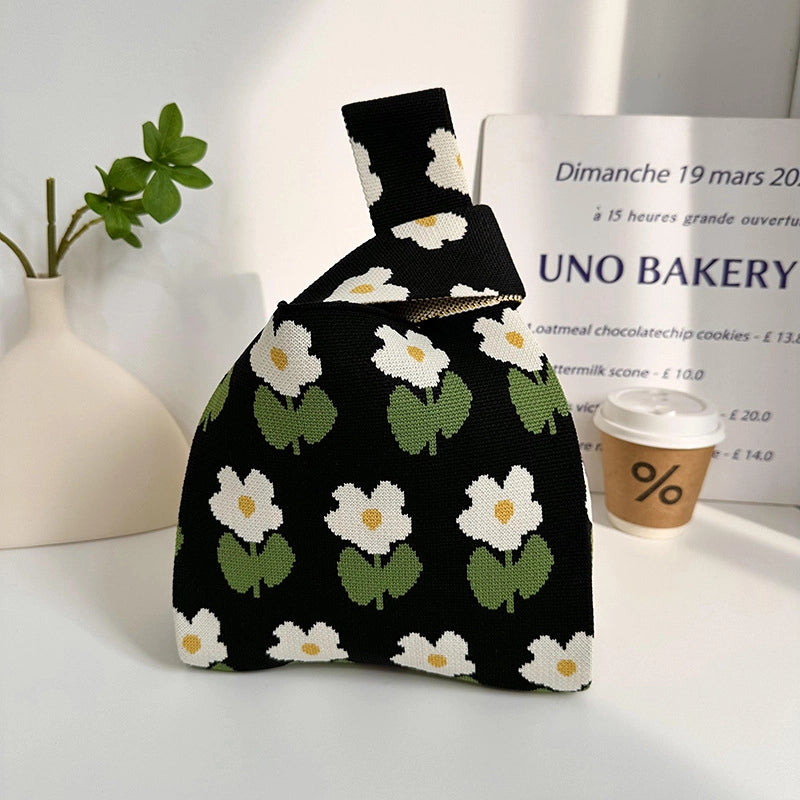 Knitted Bag Tote Bag Women's New Fashion Casual Flower Handbag Vest Bag Casual Bag Fashion
