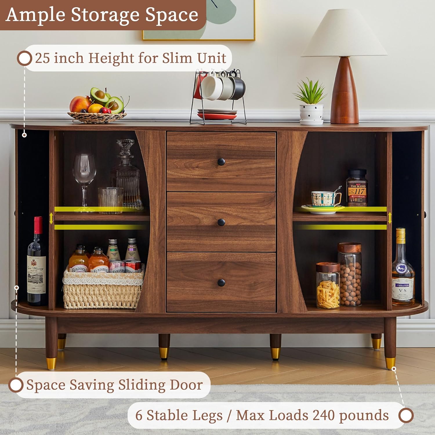 55inch Sideboard Buffet Cabinet with Drawer