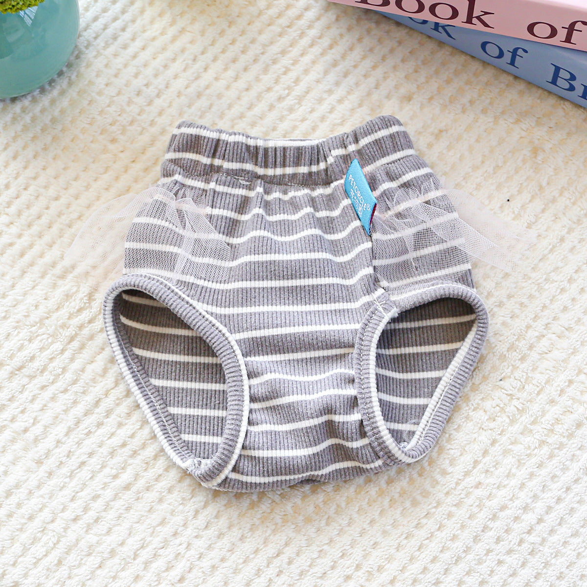 Washable Striped Bow Lace Dog Diaper Pants